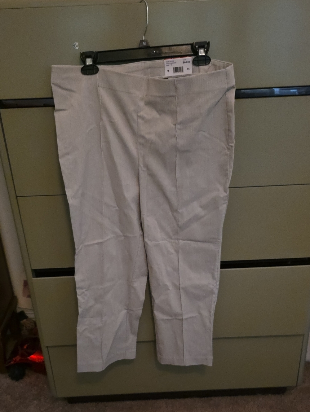 Womens Rafaella Beige And Light Brown Pinstipe Crop Pants. NWT